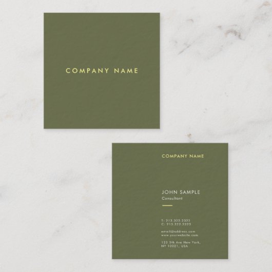 カラーエレガントテンプレートプロフェッショナルラグジュアリーモダン スクエア名刺 (正面/裏面)