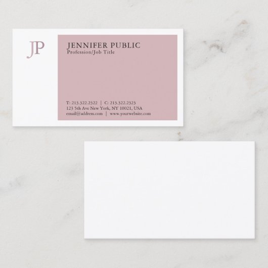 カラーエレガントプロフェッショナルモダンモノグラムプレーン 名刺 (正面/裏面)