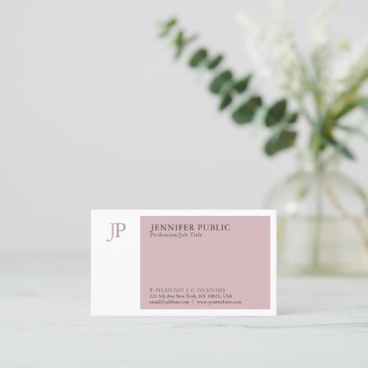 カラーエレガントプロフェッショナルモダンモノグラムプレーン 名刺 (スタンド正面)