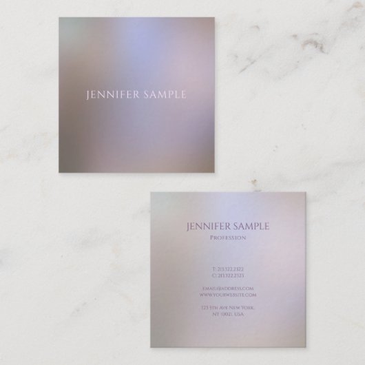 カラーエレガントモダン調和クリーンデザインテンプレート スクエア名刺 (正面/裏面)