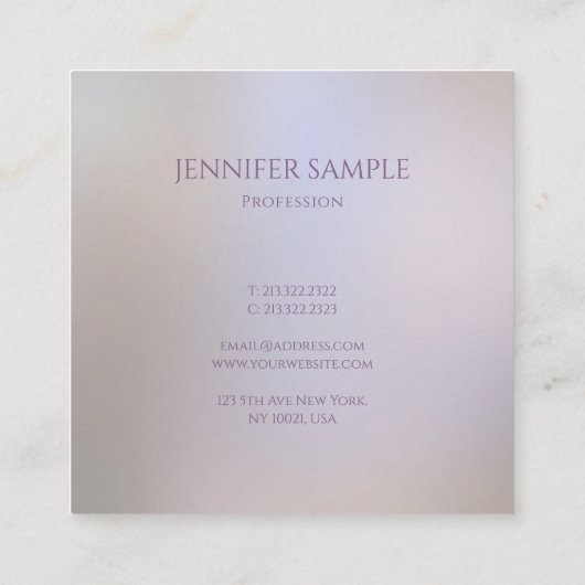 カラーエレガントモダン調和クリーンデザインテンプレート スクエア名刺 (裏面)