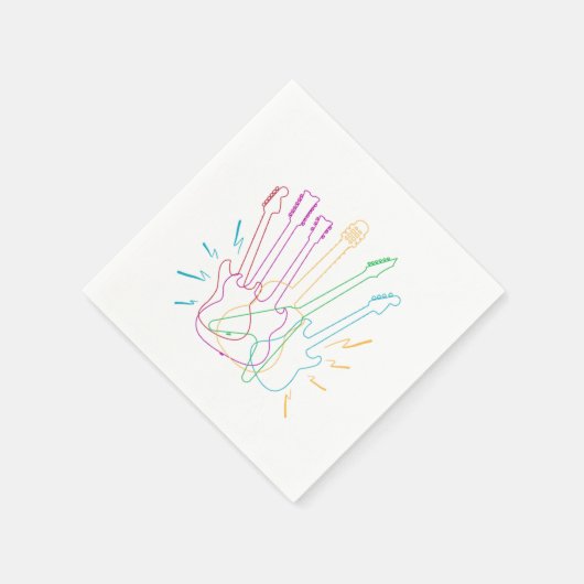 カラーエレクトリックギターラバーアコースティックギタリスト スタンダードカクテルナプキン (角)