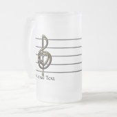 カラーエンボスを選択高音クレフ、 音符記号 フロストグラスビールジョッキ (正面左)