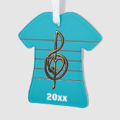 カラーエンボスルックトレブルクレフ、 音符記号と聞く オーナメント (正面)