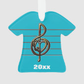 カラーエンボスルックトレブルクレフ、 音符記号と聞く オーナメント (裏面)