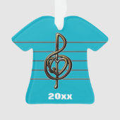 カラーエンボスルックトレブルクレフ、 音符記号と聞く オーナメント (正面)