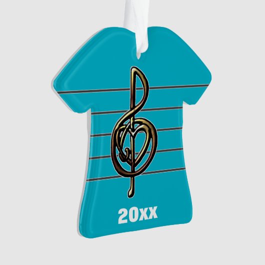カラーエンボスルックトレブルクレフ、 音符記号と聞く オーナメント (正面)