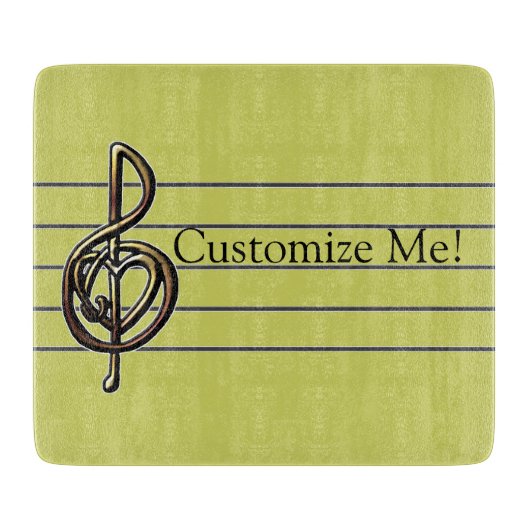 カラーエンボスルックトレブルクレフ、 音符記号と聞く カッティングボード (正面)