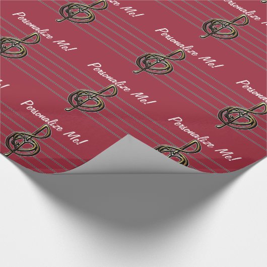 カラーエンボスルックトレブルクレフ、 音符記号と聞く ラッピングペーパー (角)