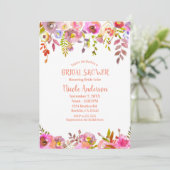 カラーオポップ・アートのレンジピンク春フラワーブライダルシャワー 招待状 (スタンド正面)