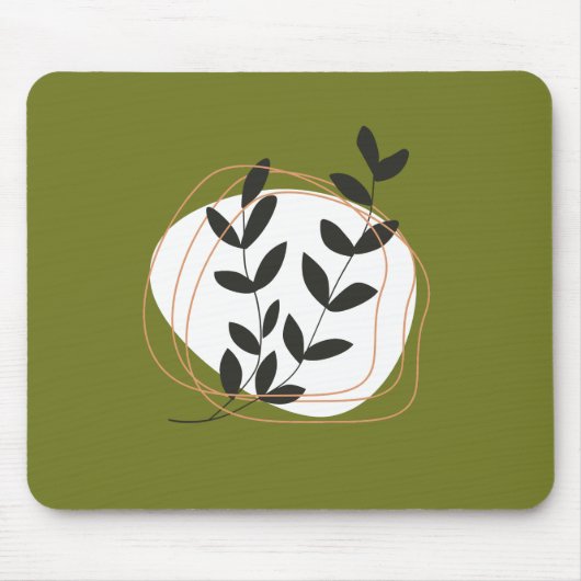 カラーオリーブグリーンかわいらしのミニマル抽象芸術 マウスパッド (正面)
