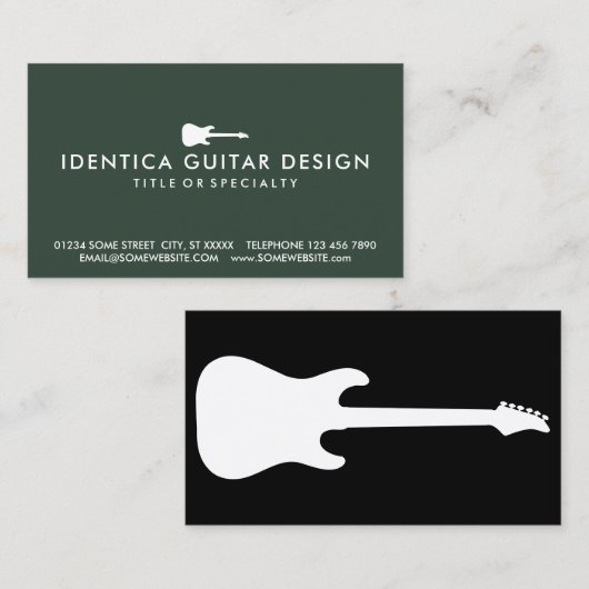 カラーカスタマイズ可能なシンプルエレクトリックギタービジネス 名刺 (正面/裏面)