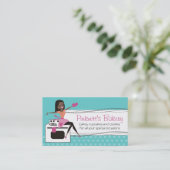 カラーカスタムのアフリカ系アメリカ人の女性シェフベーカリー 名刺 (スタンド正面)