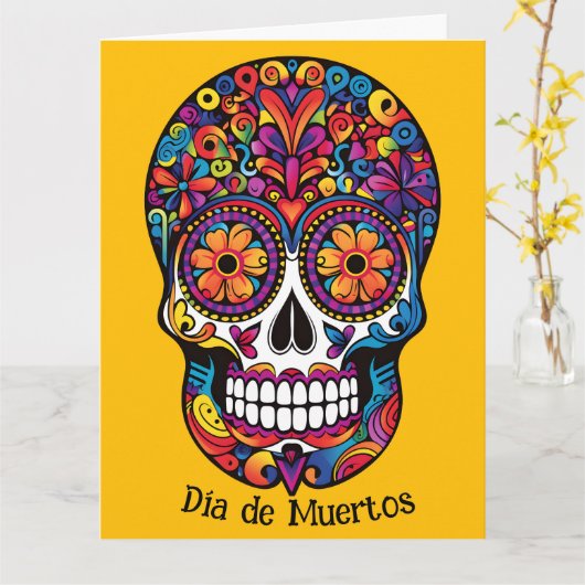 カラーカスタムカラフルシュガースカルディーアデムエルトス カード (黄色い花)