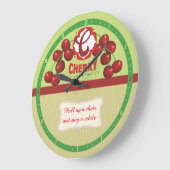 カラーカスタムキッチンクロックヴィンテージさくらんぼ ラージ壁時計 (傾斜)