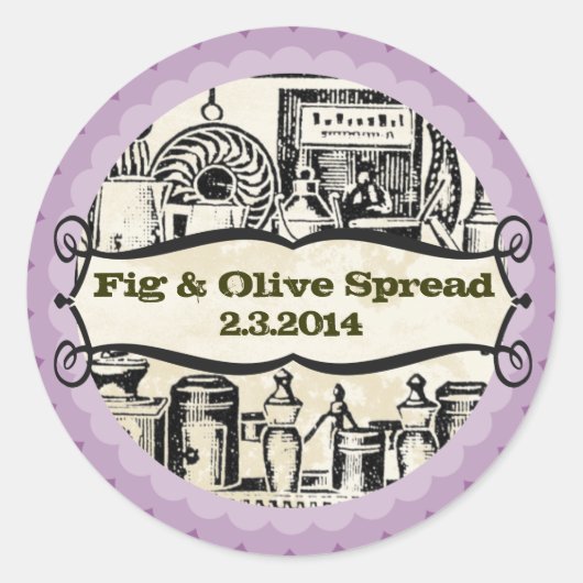 カラーカスタムキッチンパントリー缶詰ラベル ラウンドシール (正面)