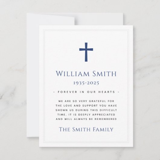 カラーカスタムクロス葬儀悔やみや弔慰サンキューカード サンキューカード (正面)