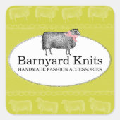 カラーカスタムシープウール編み物クロチェットラベル2 スクエアシール (正面)