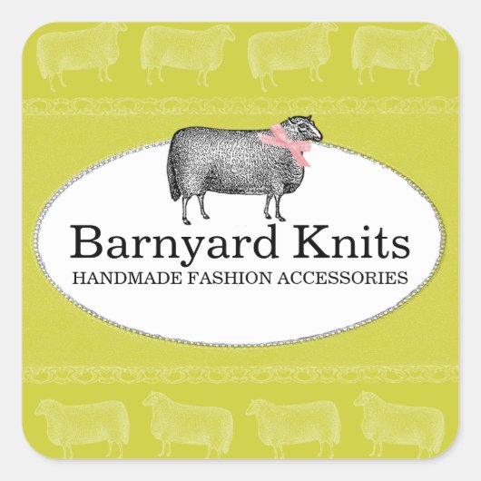 カラーカスタムシープウール編み物クロチェットラベル2 スクエアシール (正面)