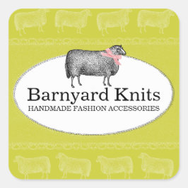 カラーカスタムシープウール編み物クロチェットラベル2 スクエアシール