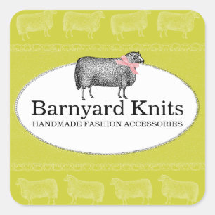 カラーカスタムシープウール編み物クロチェットラベル2 スクエアシール