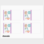 カラーカスタムスプーン女の子ベーカリー食品ラベル 長方形シール (シート)