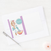 カラーカスタムスプーン女の子ベーカリー食品ラベル 長方形シール (封筒)