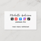 カラーカスタムソーシャルメディアアイコンQRコード 名刺 (正面)