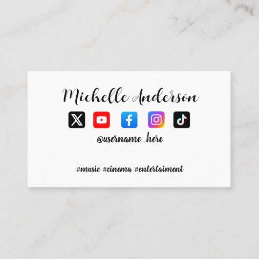 カラーカスタムソーシャルメディアアイコンQRコード 名刺 (正面)