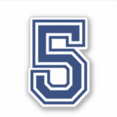 カラーカスタムナンバー5 5スポーティな大学フォント シール (正面)