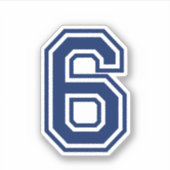 カラーカスタムナンバー6 6スポーティ大学フォント シール (正面)