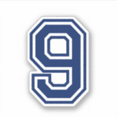 カラーカスタムナンバー9 9スポーツ大学フォント シール (正面)