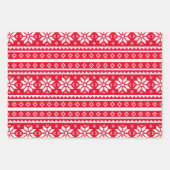 カラーカスタムニット雪片パターンのクリスマス ラッピングペーパーシート (正面)