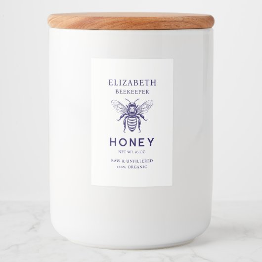 カラーカスタムハニービーヴィンテージ缶詰ラベル フードラベル (正面)