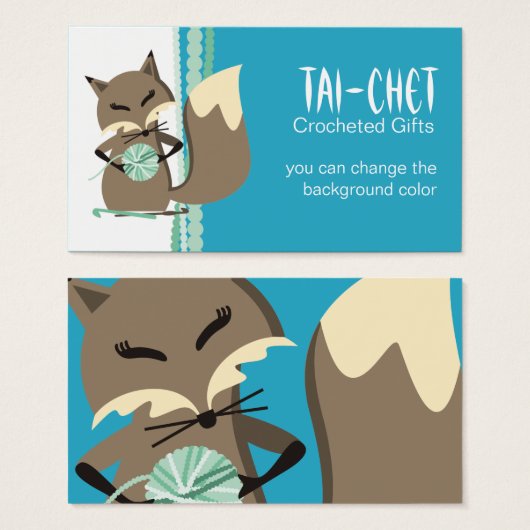 カラーカスタムフォックスクロシェ針糸ギフトラベル (正面&裏面)