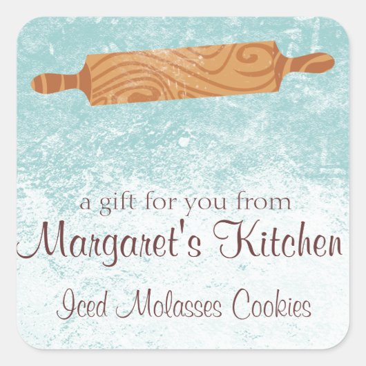 カラーカスタムベーキングベーカ転がリーのピンフラワー スクエアシール (正面)