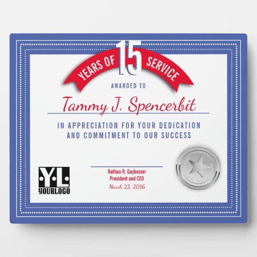 カラーカスタムマイルストン従業員のアニバーサリーアワード フォトプラーク (正面)