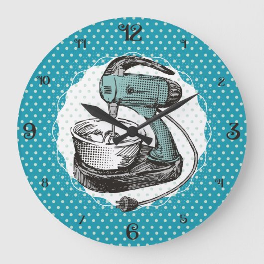 カラーカスタムレトロスタンドミキサガーリーッチンクロック ラージ壁時計 (正面)