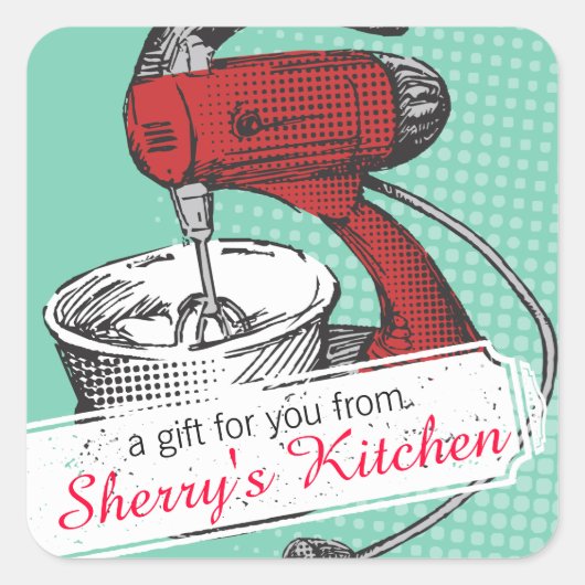 カラーカスタムレトロスタンドミキサベーキングベーカリーラベル スクエアシール (正面)