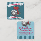 カラーカスタムレトロスタンドミキサーベーカリーベーキング スクエア名刺 (正面/裏面)