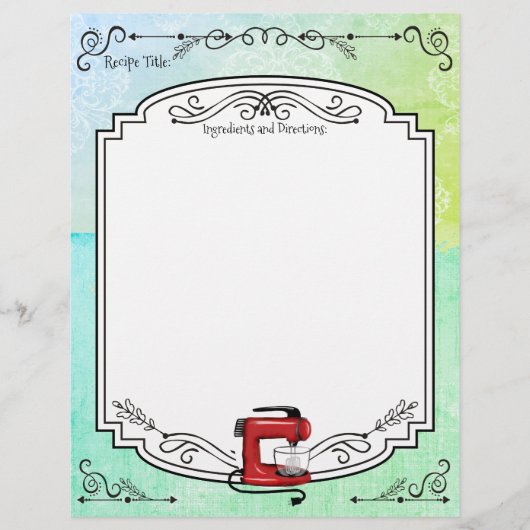 カラーカスタムレトロスタンドミキサーレシピレターヘッド (正面)