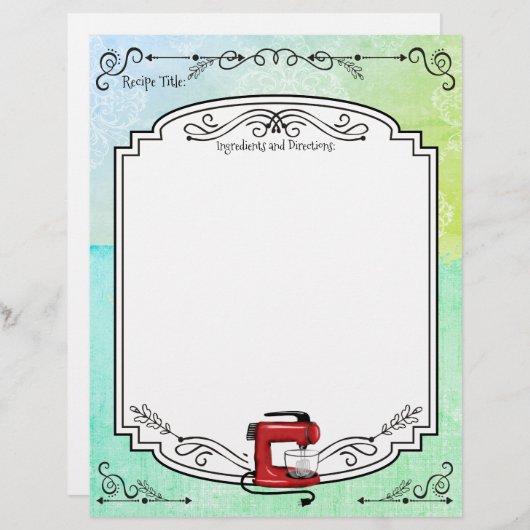 カラーカスタムレトロスタンドミキサーレシピレターヘッド (正面/裏面)