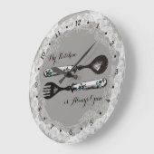 カラーカスタムヴィンテージスプーンのレースキッチンクロック ラージ壁時計 (傾斜)