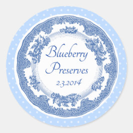 カラーカスタムヴィンテージブループレート缶詰ラベル ラウンドシール