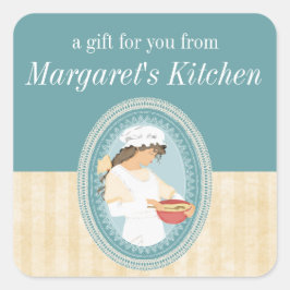 カラーカスタムヴィンテージベーカリー女の子ベーキング食品ラベル スクエアシール