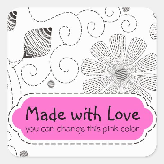 カラーカスタム刺繍裁縫で花をステッチ スクエアシール (正面)