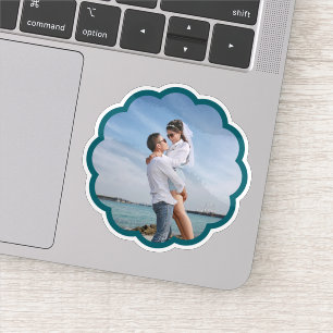 カラーカスタム可能 フレーム付丸型スカラップ フォト キスカット ビニール ステッカー シール