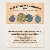 カラーカスタム手描き編み物針糸カード (正面&裏面)