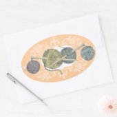 カラーカスタム手描き編み物針糸カード 楕円形シール (封筒)