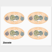 カラーカスタム手描き編み物針糸カード 楕円形シール (シート)